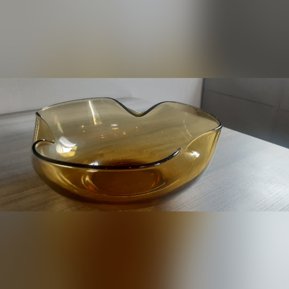 Mid-century Amber Glass Serving Bowl-retro